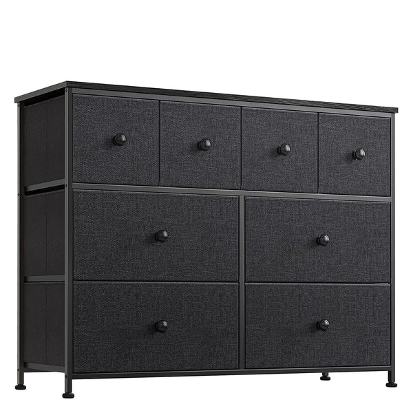 REAHOME 8 Drawer Dresser for Bedroom Chest of Drawers Closets Storage Units Organizer Large Capacity Steel Frame Wooden Top Living Room Entryway Office (Black Gray ) YLZ8B5